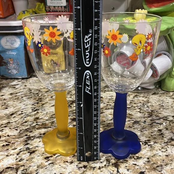 Vintage 1999 Warner Bros Store Looney Tunes Tweety Bird Plastic Glass Set - Picture 9 of 9